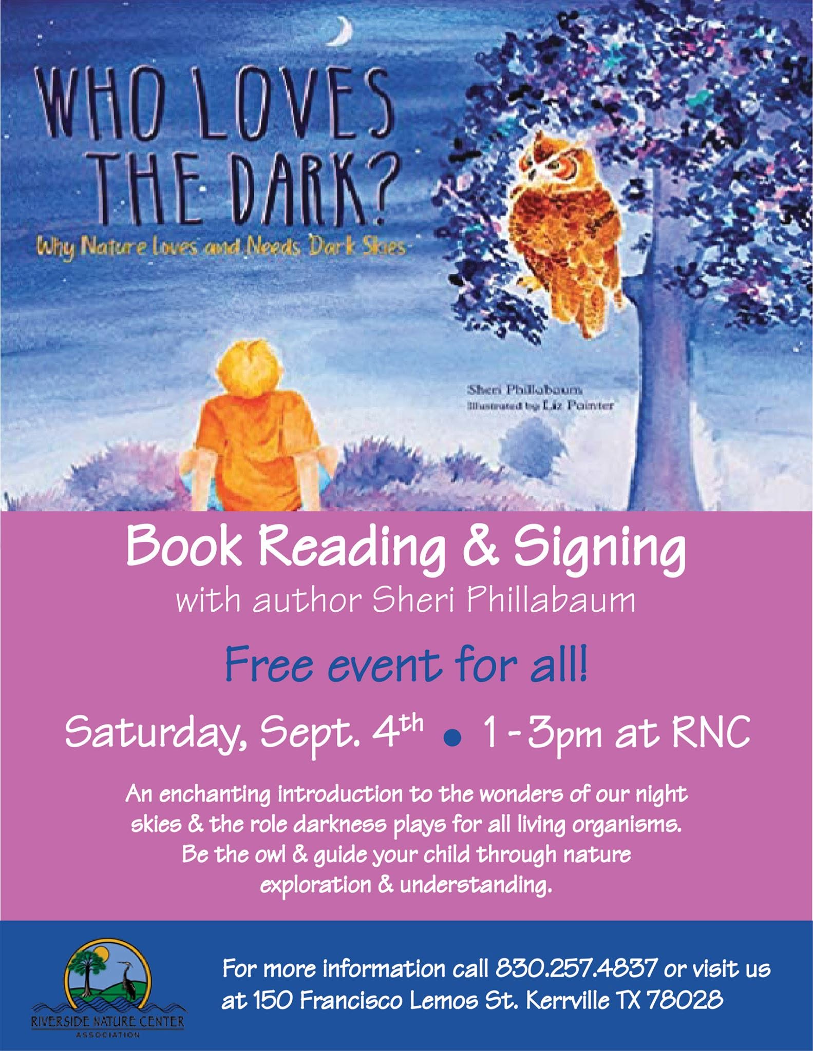 Reading and signing of Who Loves the Dark
